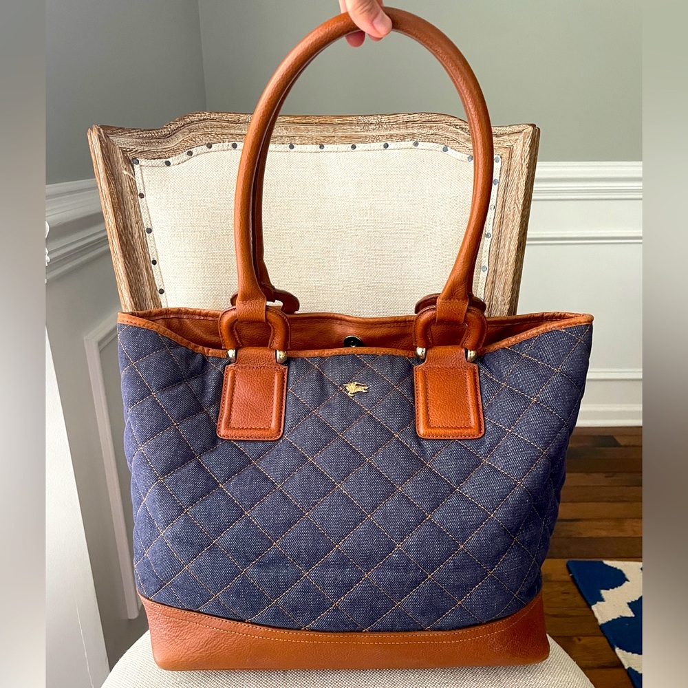 Pre-loved Burberry Quilted Denim Tote